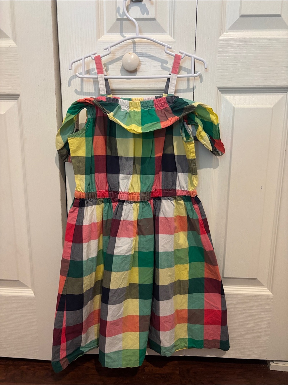 Janie and Jack Multicolor Plaid Off-Shoulder Dress